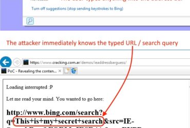 Internet Explorer hata adresi cubugunda yazdiginiz her seyi sizdiriyor