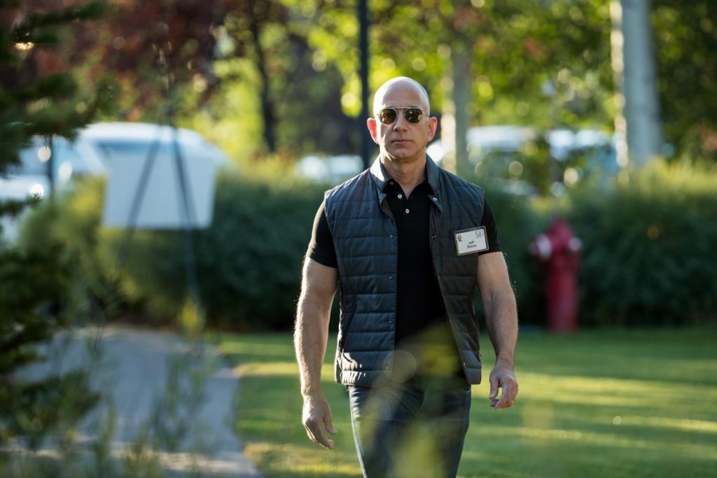today bezos appearance has noticeably changed his shaved head and toned arms recently sparked a meme on twitter