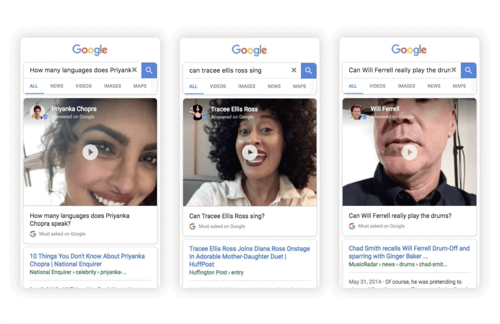 Google ünlülerin arama sonuçları için dikey videolar kaydetmesini istiyor