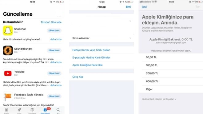 apple kimliğine para yükleme