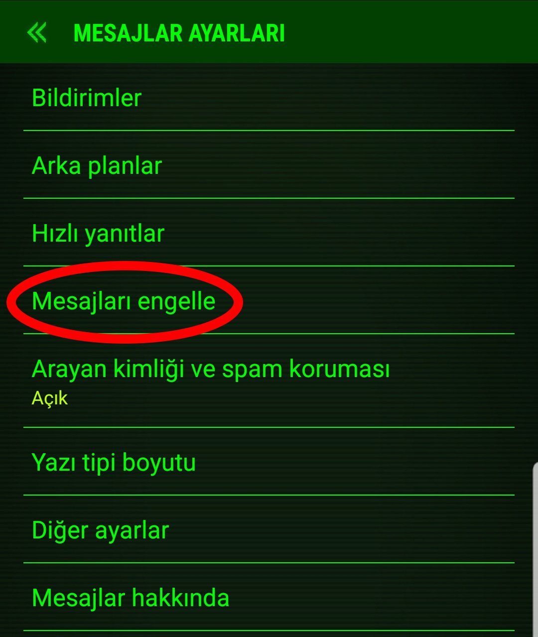 İstenmeyen SMS Engelleme