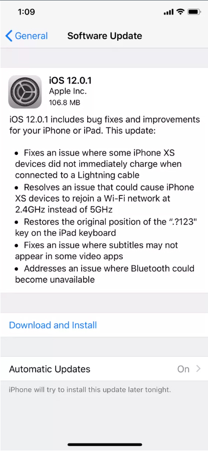 ios 12.0.1 update