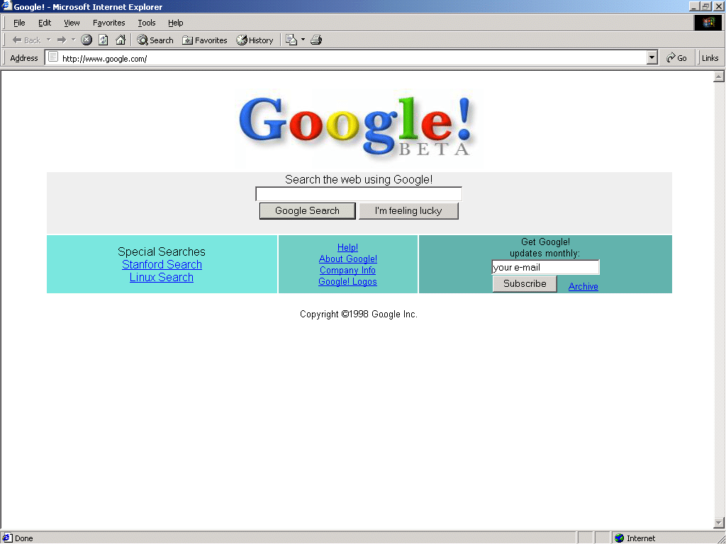 Google firmasının girişim tarihi