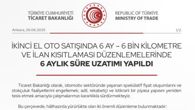 Ticaret Bakanlığı, otomobildeki 6 Ay – 6 Bin Kilometre kuralını 6 ay daha uzattı 91 Ekran Resmi 2025 06 26 17.43.27 copy 660x371 1