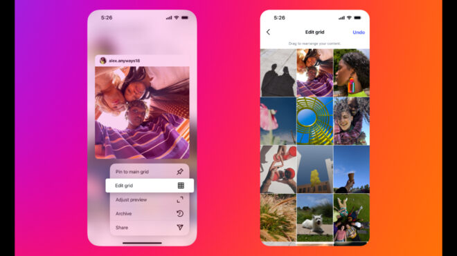 Instagram sonunda profil ızgaralarının yeniden düzenlemesine izin verecek 91 Rearrange Grid gradient background copy 660x371 1
